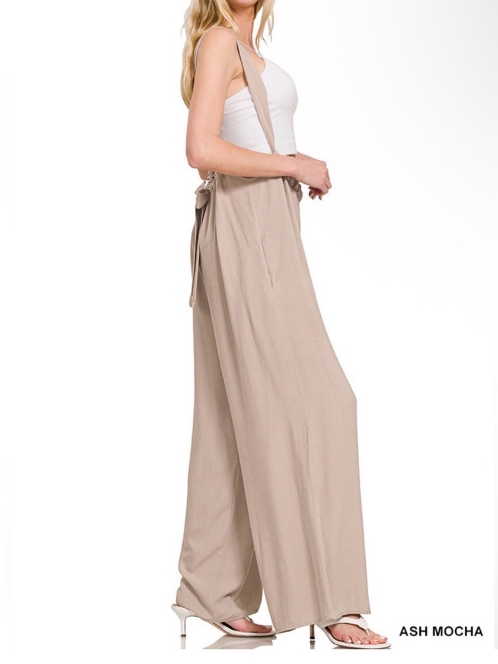 Zenana Stone Wide-Leg Suspender Jumpsuit - Picture 4 of 6